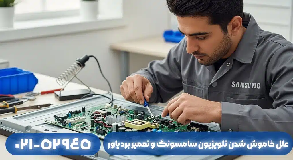علل خاموش شدن ناگهانی تلویزیون سامسونگ و تعمیر برد پاور در فومن